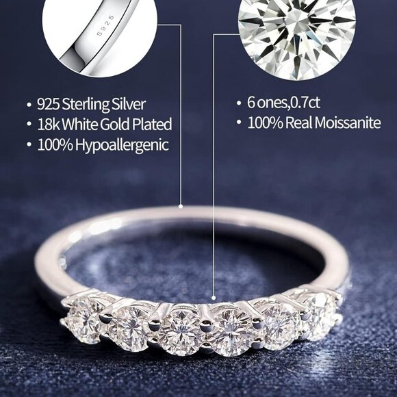 Moissanite Wedding Band for Women Eternity Bands Moissanite Wedding Rings for Wo - Picture 2 of 7